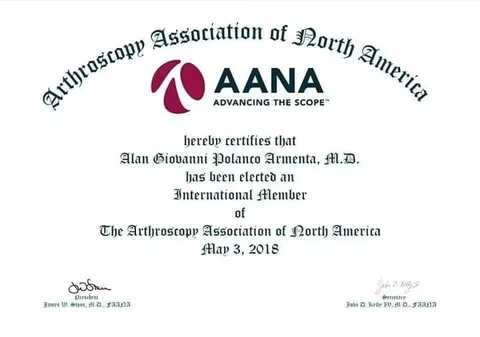 Certificado de la AANA: electo International Member (2018)