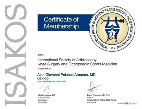 Certificado de ISAKOS: Associate Member desde 2022